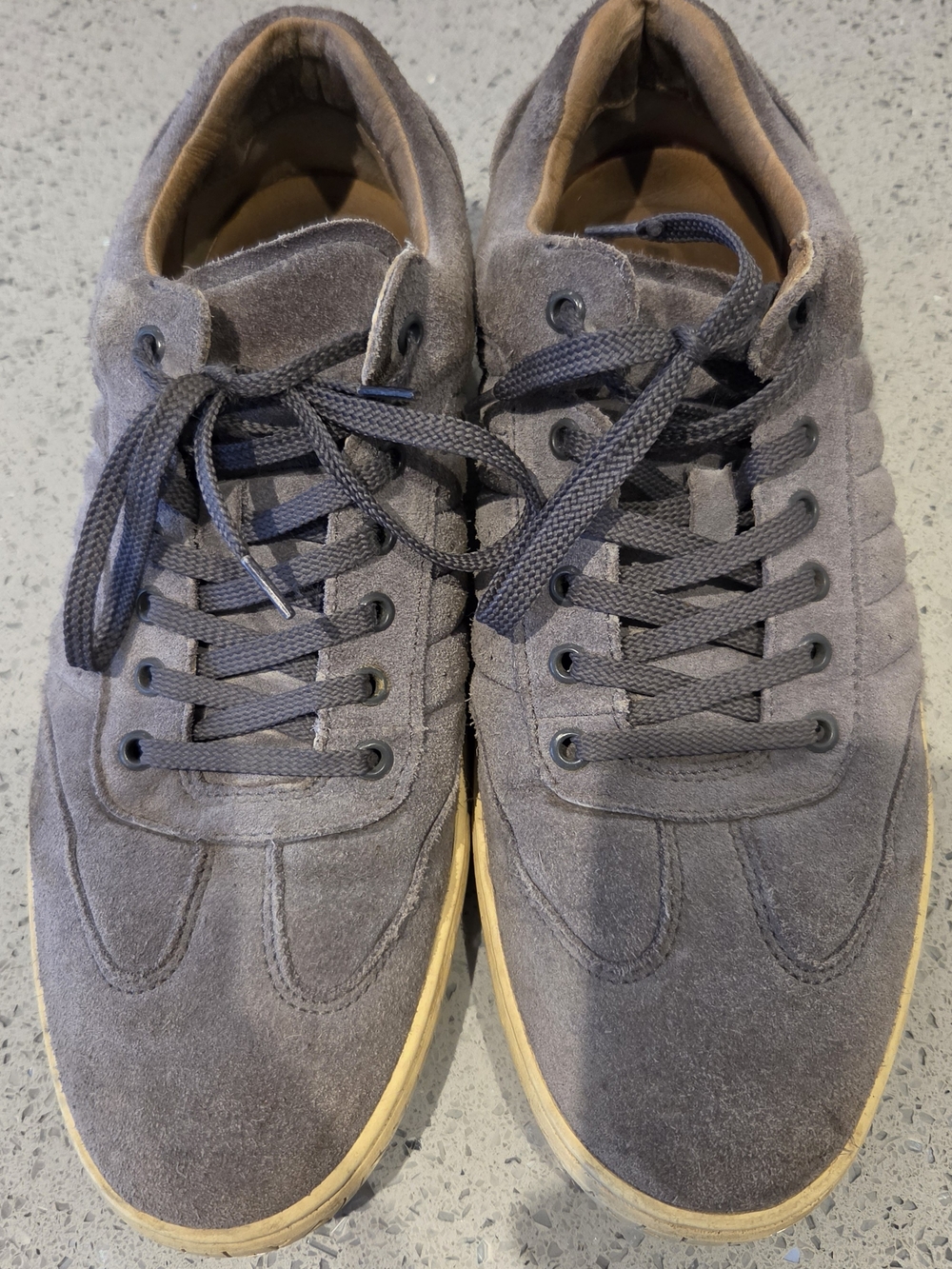 Men's Gray Suede Lace-Up Sneakers with Gum Outsole